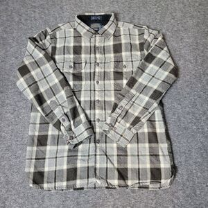 Pendleton Thomas Kay Flannel Shirt Mens Size L Gray & Black Plaid Button Up
